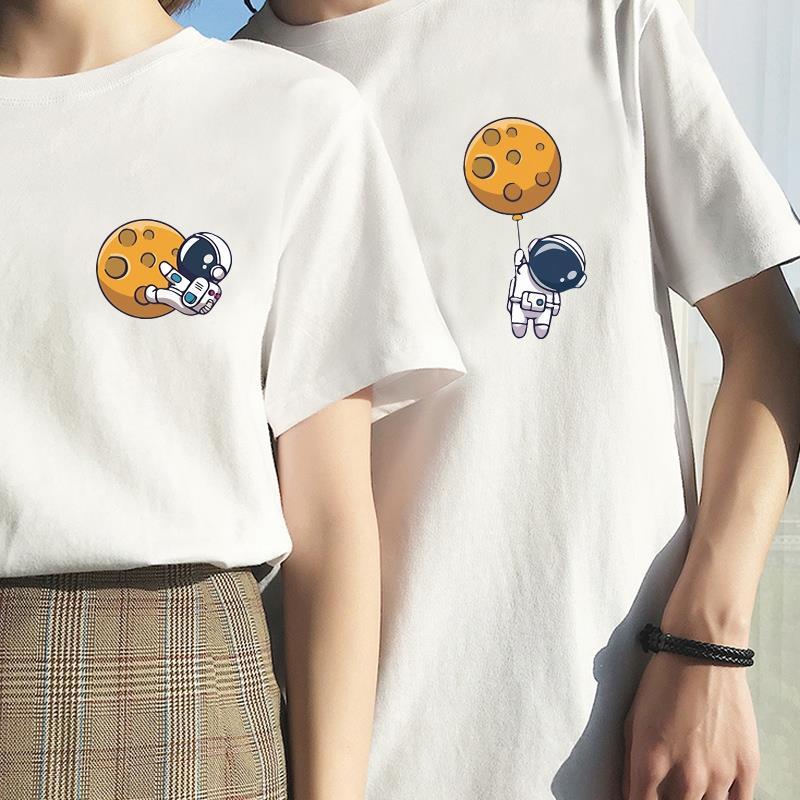 Couple Wear Summer Short Sleeve White T T-shirt bf Korean Style Loose 2024 New Men's and Women's Couple's Top. 