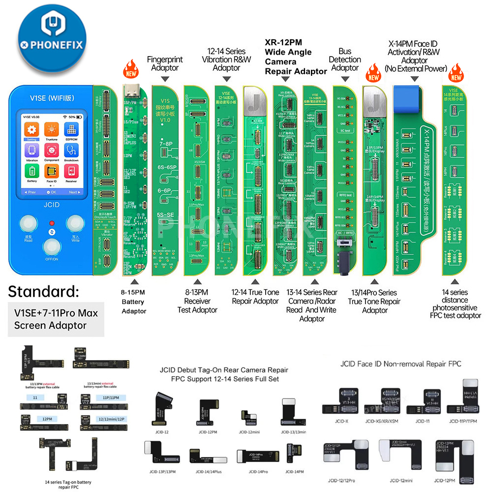 JC V1SE Wifi Programmer for iPAD /iPhone X 11 12 13 Mini 14 15PM Original Color Touch Shock Rear Camera Face ID Battery Repair. 
