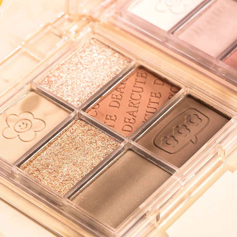 Chu Yuan six-color eyeshadow palette earth color pearlescent matte autumn and winter glitter sugar color soft light schoolgirl beginner parity. 
