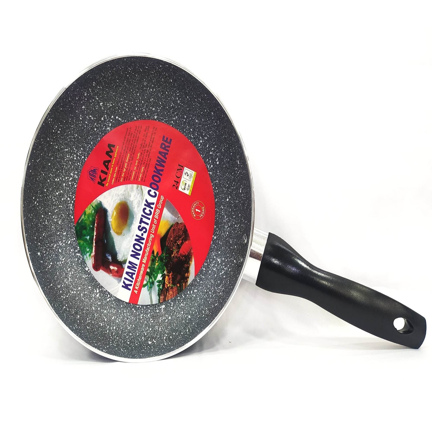 24 cm Frypan With Glass Lid. Extra More scratch-Resistant Than Ordinary Non-Stick Coating. 