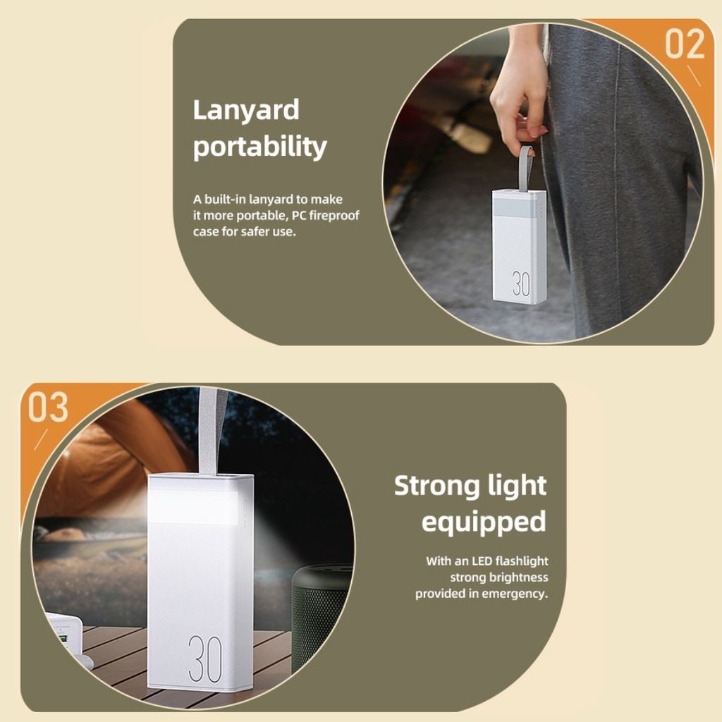 Remax RPP- 320 30000 mAh 20W+22.5W Super Fast Charging Powerbank  With Camping LED Light. 