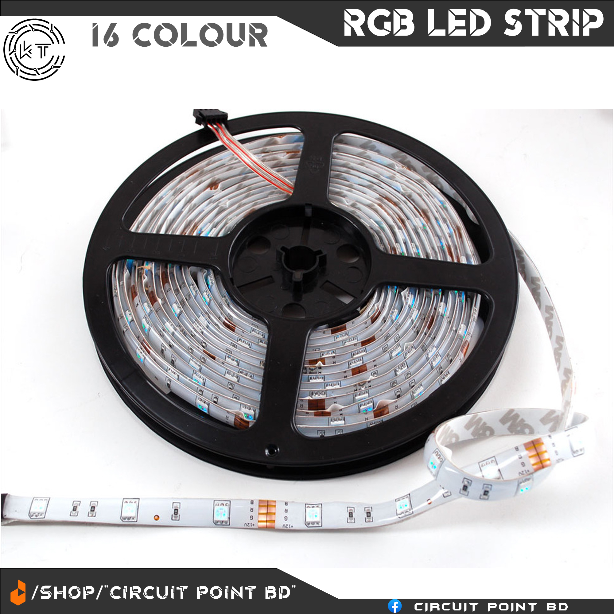 16 Colour RGB LED Strip Light, DC 12V SMD 5050 5 meter (16 Feet long) With Remote control, Flexible Lighting Ribbon Tape Lamp For Ceiling,Room Decoration RGB Strip. 