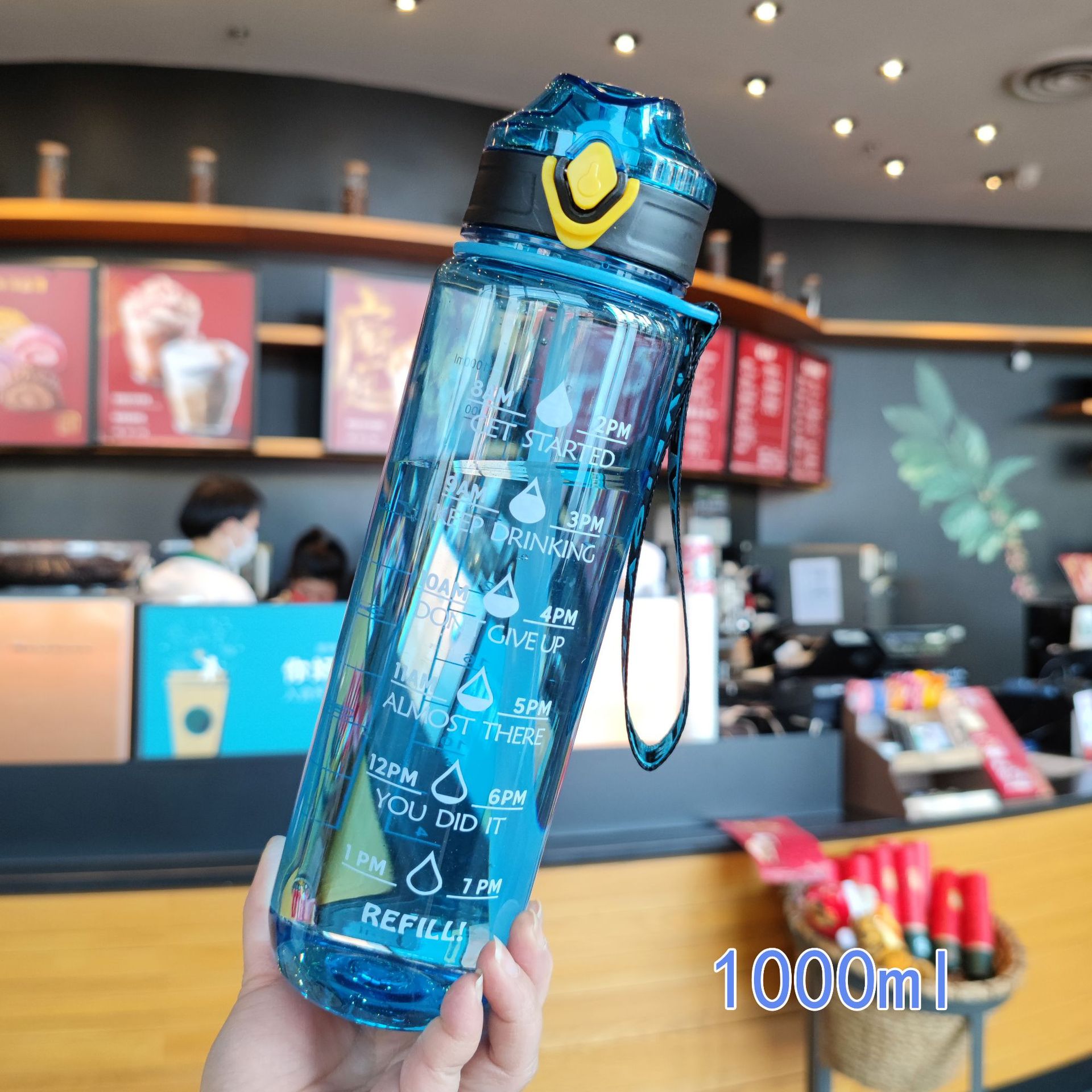 1 Liter Water Bottle with Straw Female Girls Large Portable Travel