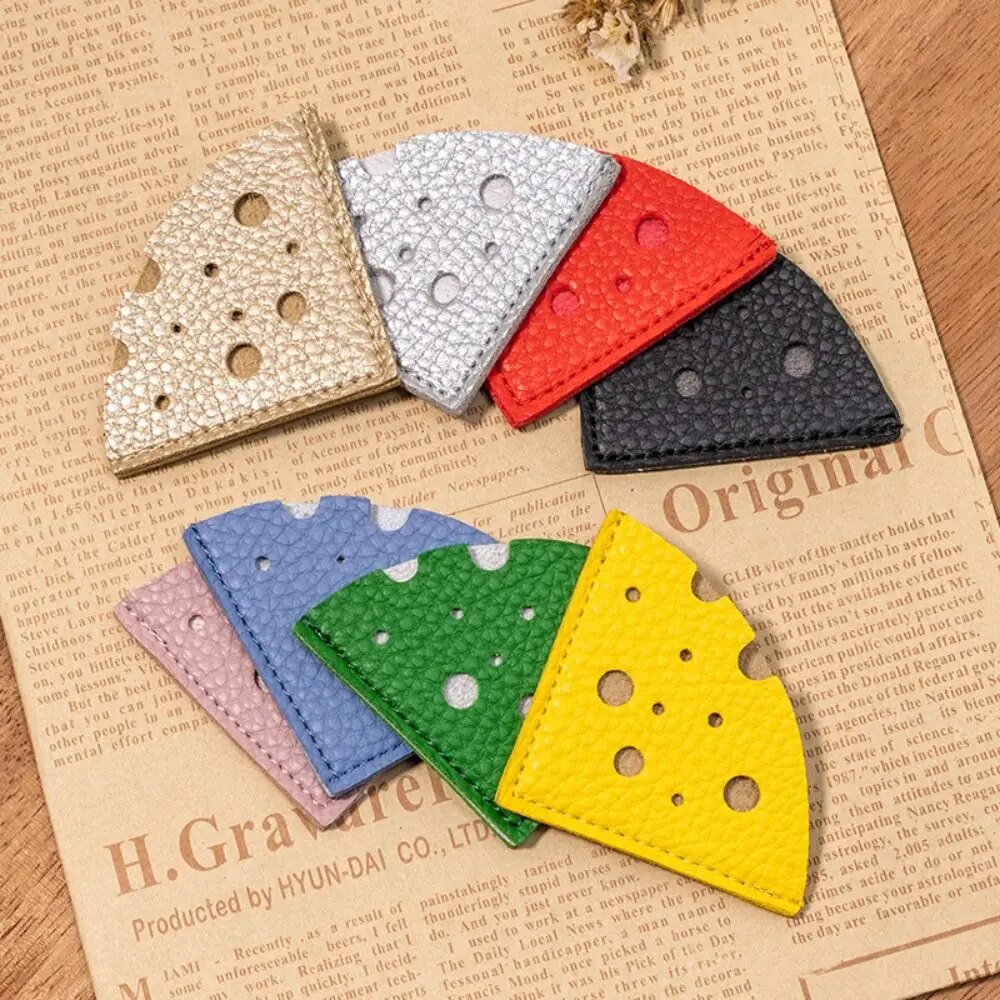 Pagination Mark Cheese Shape Bookmark Multi-color PU Leather Book Reading Sorter Reading Bookmark Handcrated Book Paginator