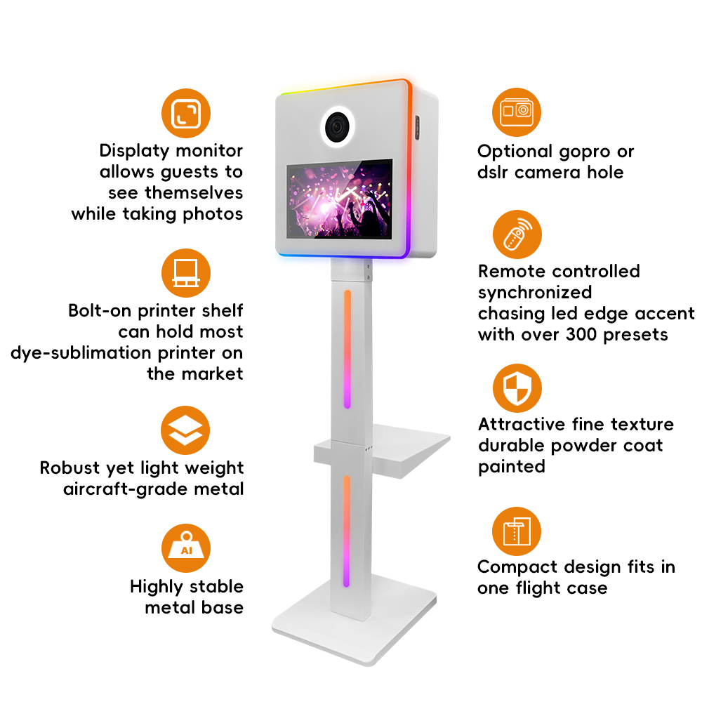 DSLR Photo Booth Machine 15.6 inch Touch Screen Selfie Kiosk Camera Photo Booth for Party Events. 