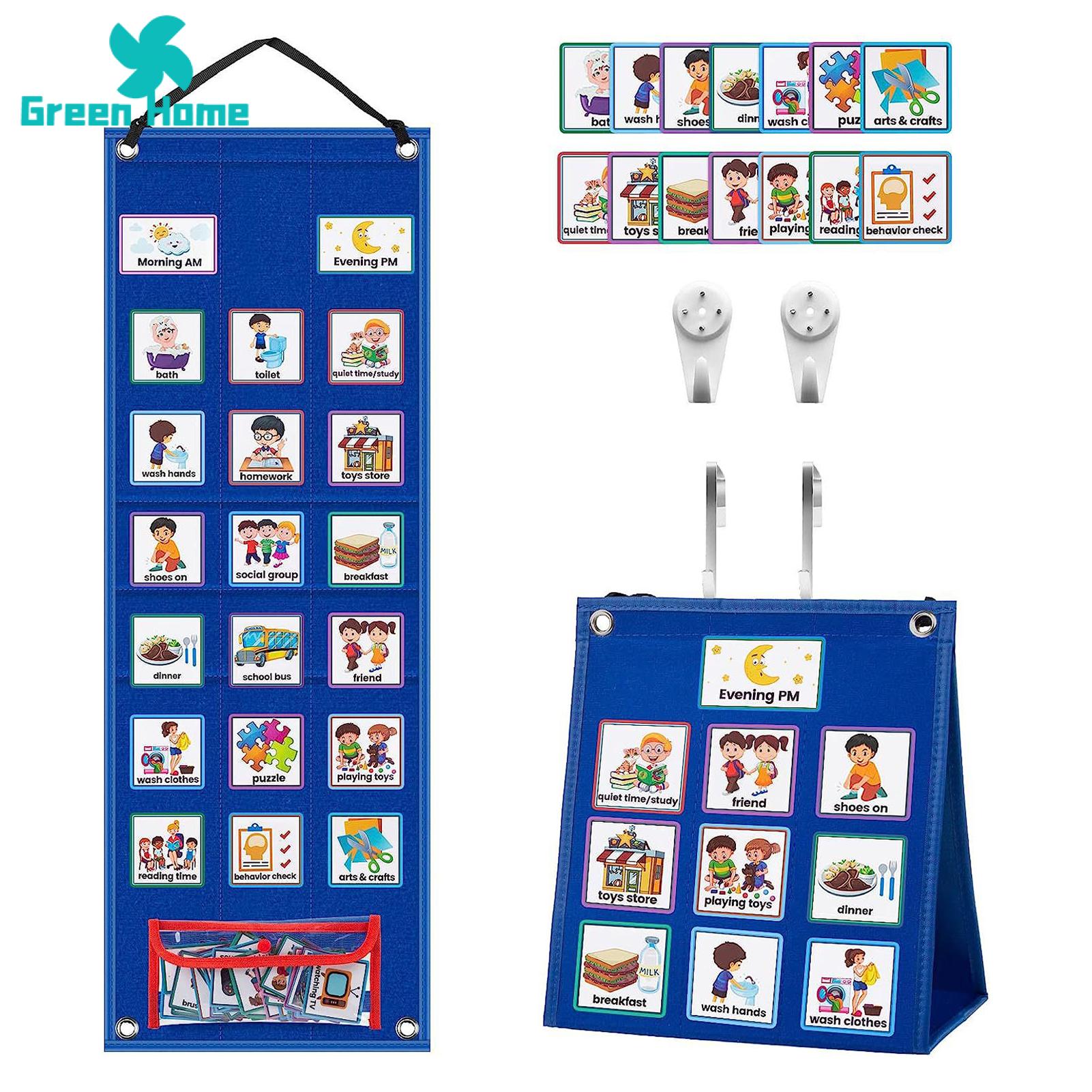 Visual Timetable Cards Calendar Kids Visual Schedule Chart 2-in-1 Daily Chore Routine Learning Tool Waterproof for Home School Children Interest. 