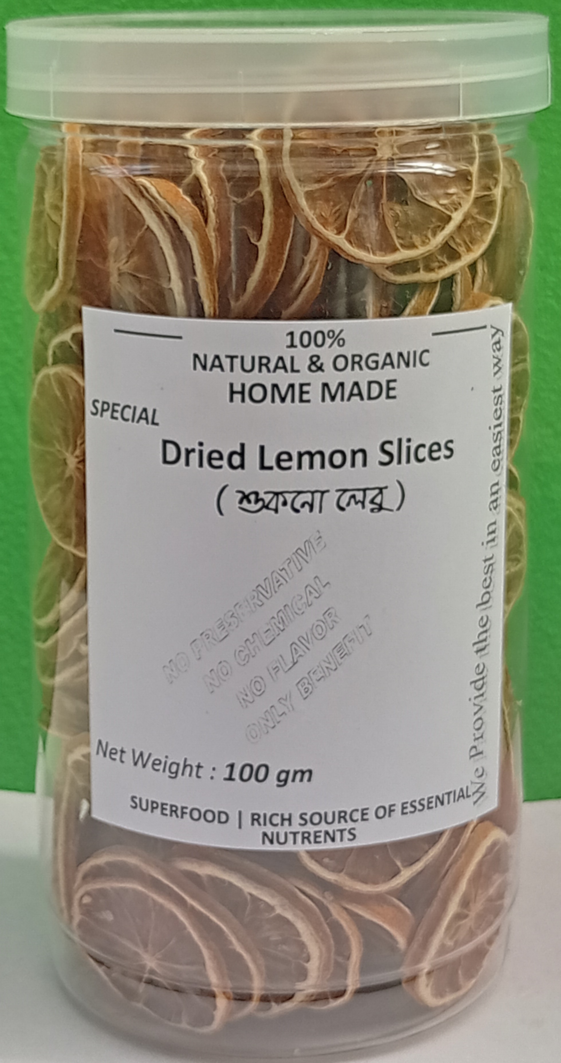 Dry Lemon Slices, Kagzi Lemon Slice - 100gm Container Jar. 