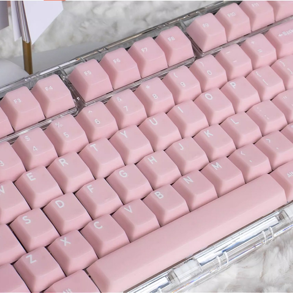 White marble 114 keys, cherry, keyboard keycaps, custom keycaps, simple personalized keycaps, mechanical keyboard accessories. 