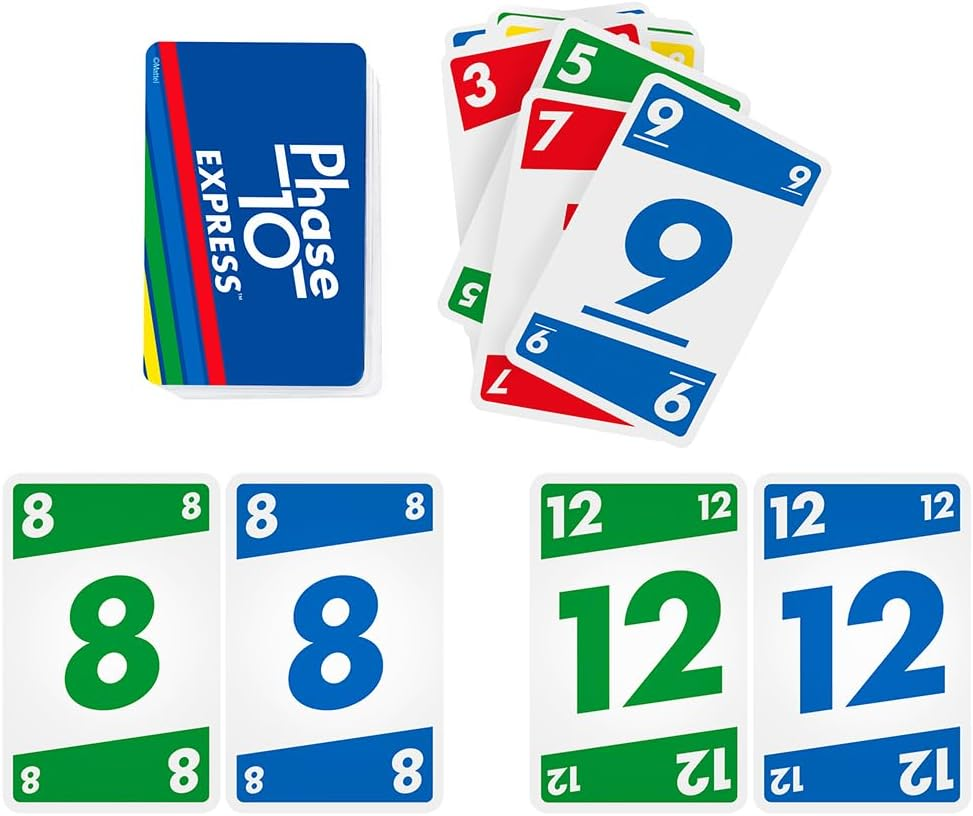 Mattel Games Uno Phase 10 Express Card Game For Friends And Family - 108 Cards Phase 10 Card Game (Multicolour). 