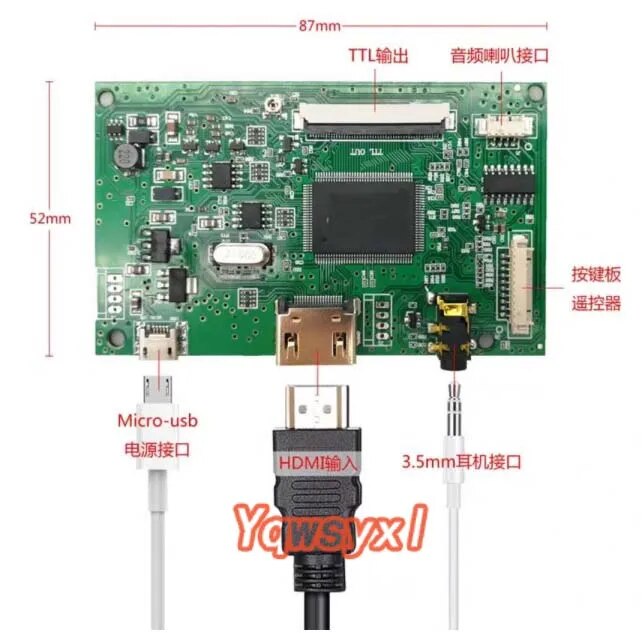 7.0 inch CLAA070MA0ACW 800x600 LCD Display screen LCD TTL Controller Board Compatible-HDMI Micro USB 60 Pins Driver board. 