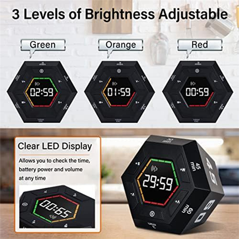 1 Piece Pomodoro Timer Productivity Timer Black Plastic Time Management Tool 3, 5, 15, 30, 45, 60 Minute Preset Smart Countdown Timer. 