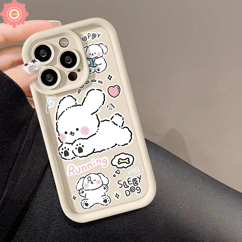 Creative Cartoon Puppy Phone Case Compatible For IPhone 7Plus XR 13 15 11 14 12 Pro Max 8 6 7 6S Plus X XS MAX SE 2020 Cute Running Sleey Puppy Dog Angel Eyes Soft Case