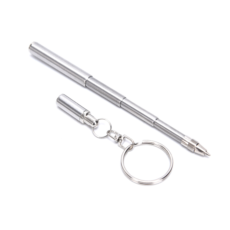Telescopic Stainless Steel Pen Keyring Keychain Emergency