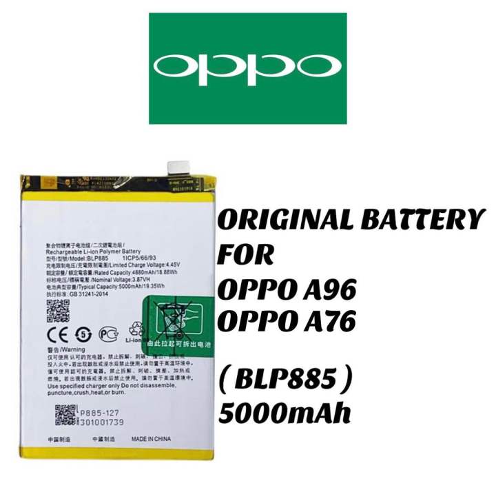 Oppo A76 A96 Battery  BLP885 Capacity-5000mAh Battery