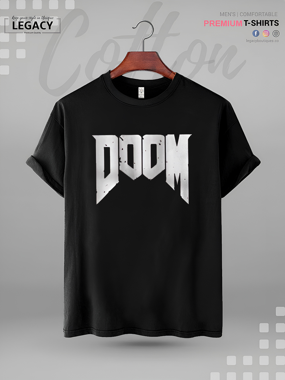 Men's High Quality T-Shirt In Lowest Price Doomguy Doom Character Name Printed
