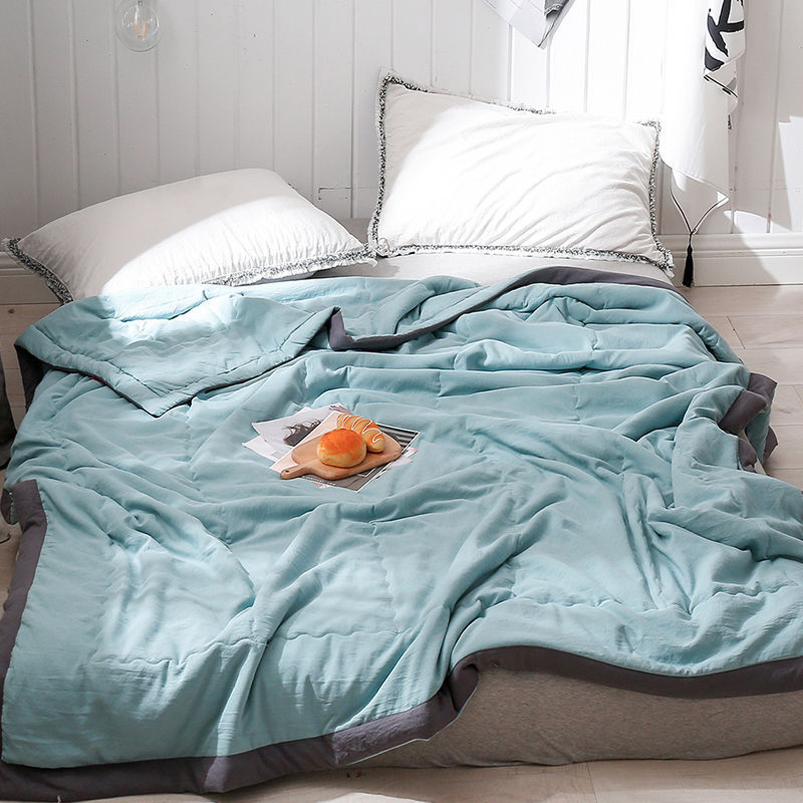 Cooling Weighted Blanket Breathable Summer Weight Cooling Blanket Soft Cotton Filling Easy to Care Non-fading Ideal. 