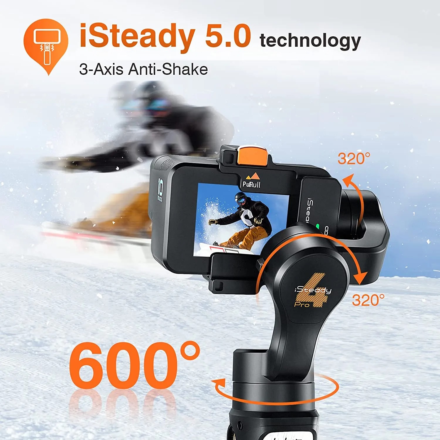 Professional 3-Axis Handheld Gimbal Stabilizer for GoPro OSMO DJ YI Cam Insta 360 Sony, Waterproof IPX4 Action Camera Tripod