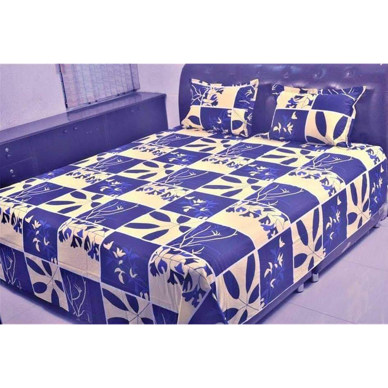 Digital Home Tex Cotton Fabric Multicolor King Size Bedsheet With Two Matching Pillow Covers