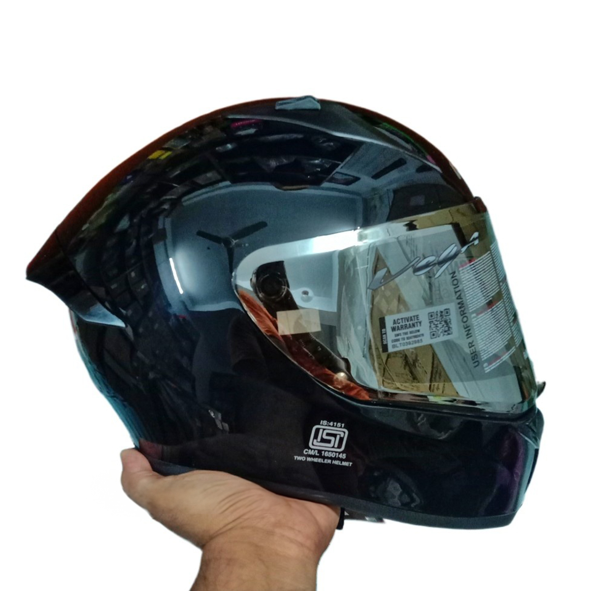 Bolt Bunny with Dual Certification Glossy Black FullFace Helmet. 
