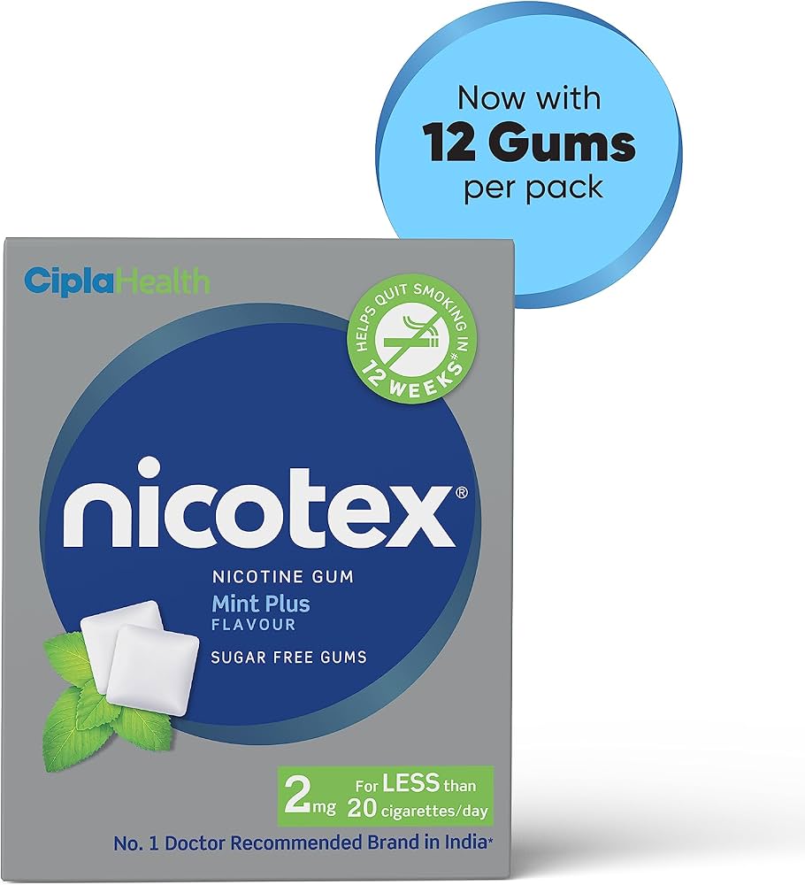 Nicotex Anti Nicotine Chewing gum Mint Plus Flavour 2mg 2Box 24Pcs INDIAN. 