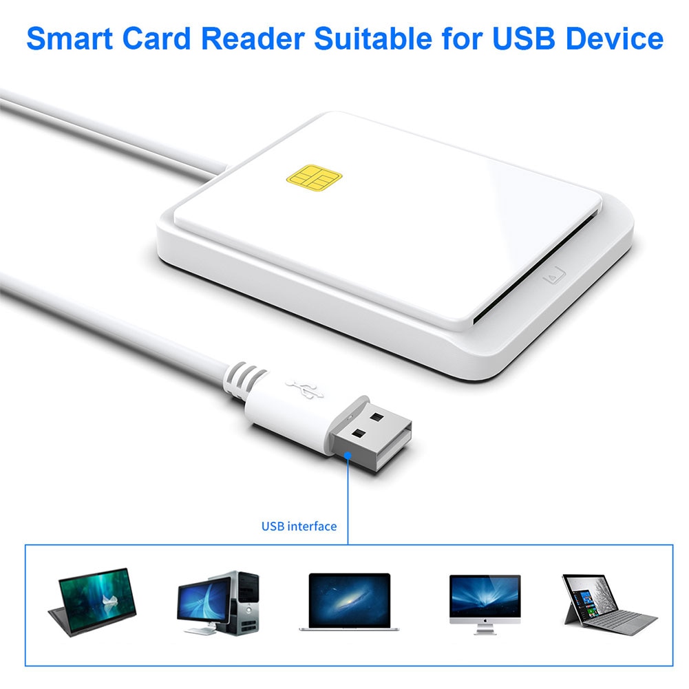 USB 2.0 Smart Card Reader Memory for ID Bank SIM CAC ID Card Cloner Connector Adapter for Windows XP Windows 7/8/8.1/10. 