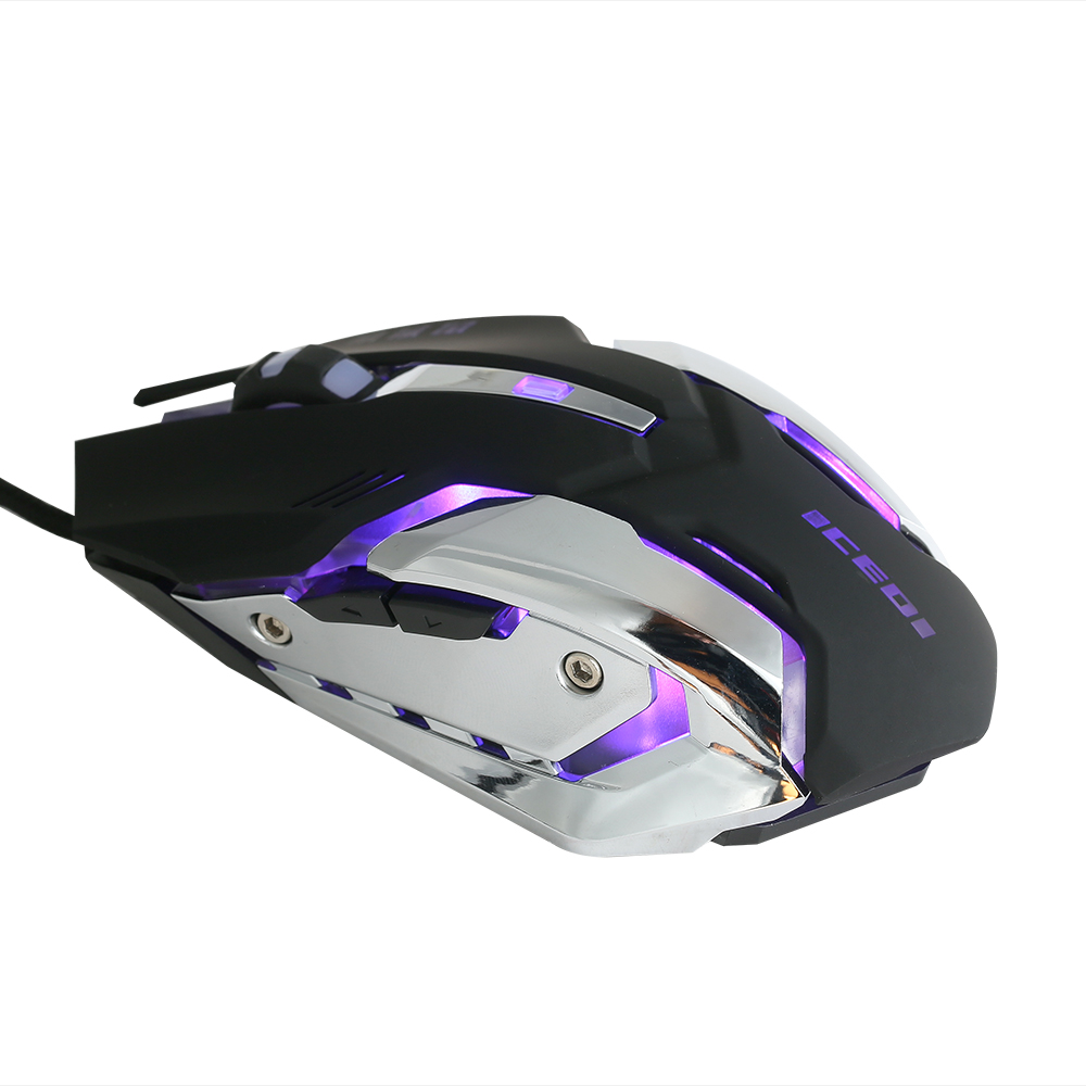 Wired 3200 DPI Gaming Mouse 4 Adjustable DPI Levels/6 Programmable Buttons/4-Color Breathing Light/ Left&Right Mute Buttons Black. 