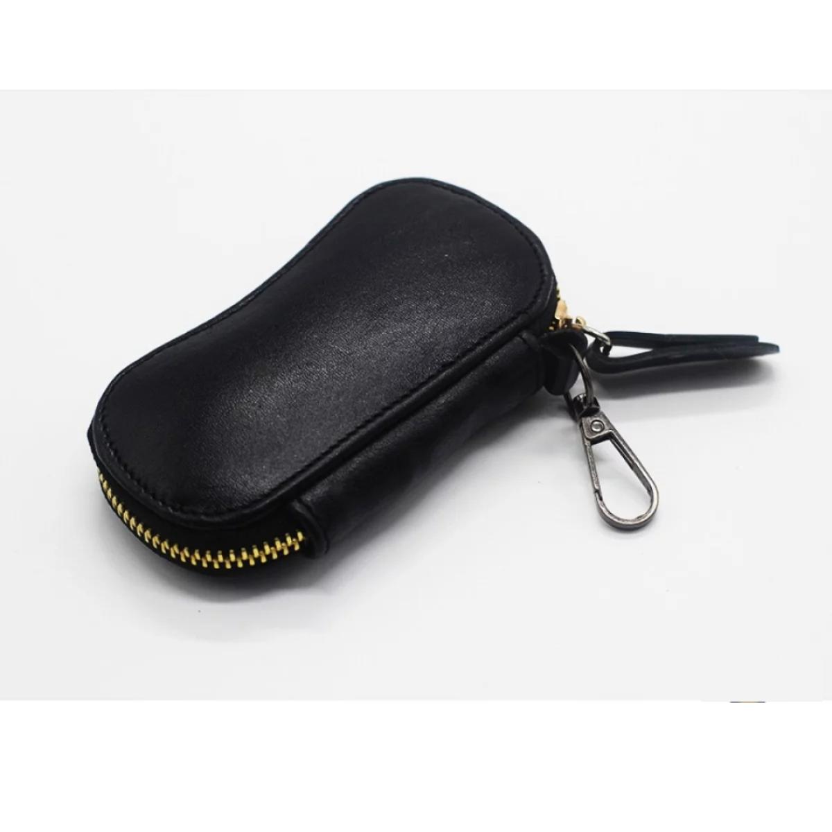 Keep Your Keys in Style with a Leather Key Ring Folder Wallet - Money Bag Type Key Holder/Box - Black -  A Unique Choice For Key Organization. 