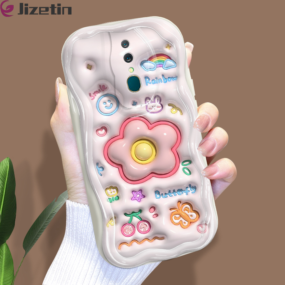 Jizetin for OPPO F11 Back Cover Creative Cute Flowers Cream Wavy Edge Soft Silicone Phone Case