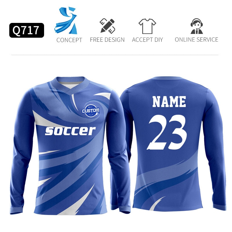 Personalized Sublimation Custom Plus Big Size Soccer Uniform Shirts Club Team Breathable Long SLeeve Football Jerseys For Men. 