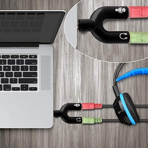 U-Shape Smartphone 3.5mm Audio Splitter For Headphone And Microphone. 