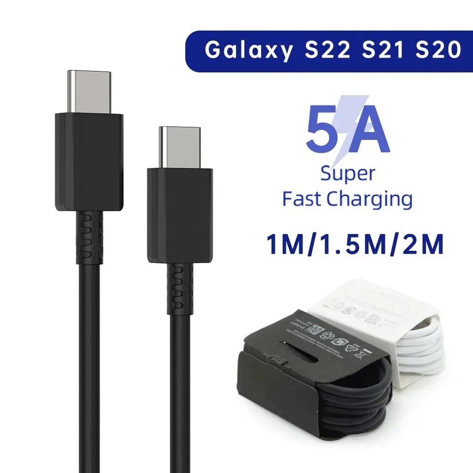 45W 5A Super Fast Charging Cable For Samsung Galaxy S24 S23 S22 S21 S20 Ultra Ultra Note 10 5G 20 A53 A54 USB Type C Data Cable. 