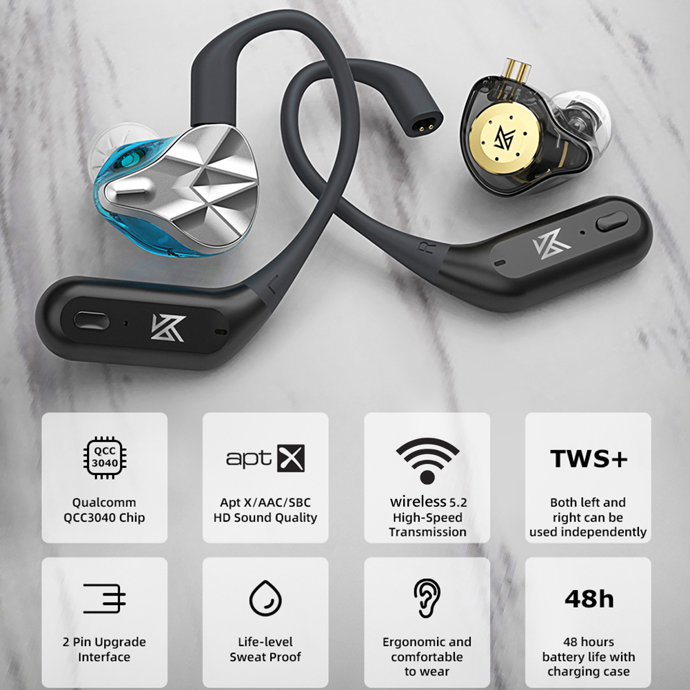 KZ AZ15 AZ10 AZ09 Pro Wireless Bluetooth 5.2 HIFI Earphone B/C PIN Connector Replaceable Plug Ear Hook For KZ ZSN Pro X EDC ZSX. 