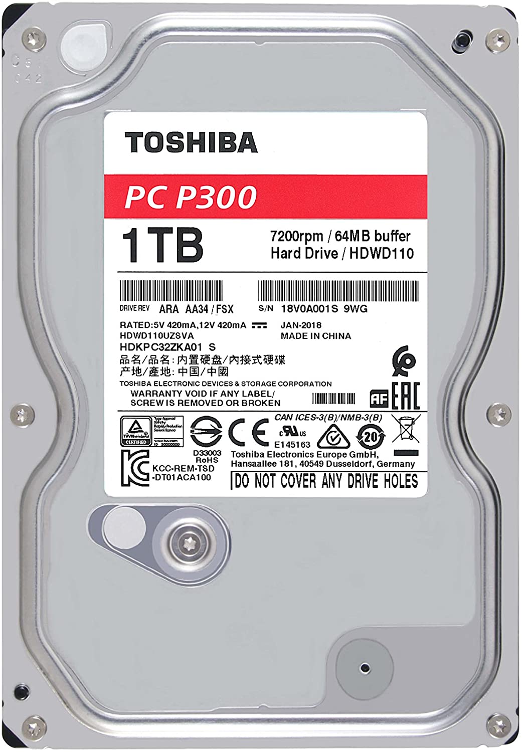 Toshiba 1TB Desktop 7200rpm Internal Hard Drive-brand (2Years Brand Warranty). 