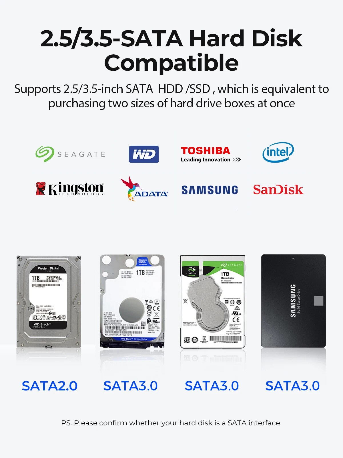 ORICO 3.5 inch Transparent Type-C 5Gbps Hard Drive Enclosure Metal HDD Case Support Auto Sleep for PC Laptop Notebook. 