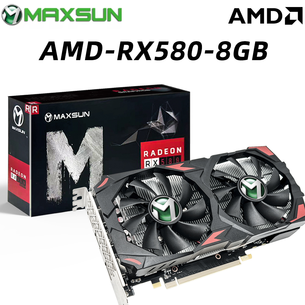 MAXSUN AMD RX 580 8GB 2048SP 8Pin Placa De Video Gaming Graphics Card GDDR5 256Bit Radeon GPU desktop computer components. 