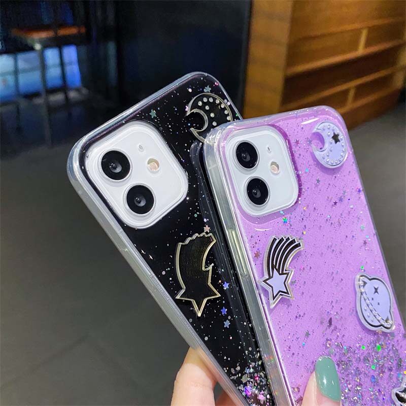 For Redmi A2 A1 Case Sparkling Soft Transparent Silicone Space Planet Stars Moon Girl Anti Fall For Xiaomi Redmi A1 Back Cover. 