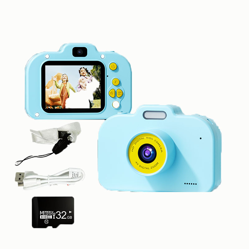 X2D Children's Toy 3C Camera Flash Mini SLR Digital Pink Blue Cartoon Animation ABS Environmentally Friendly Material Type-c. 