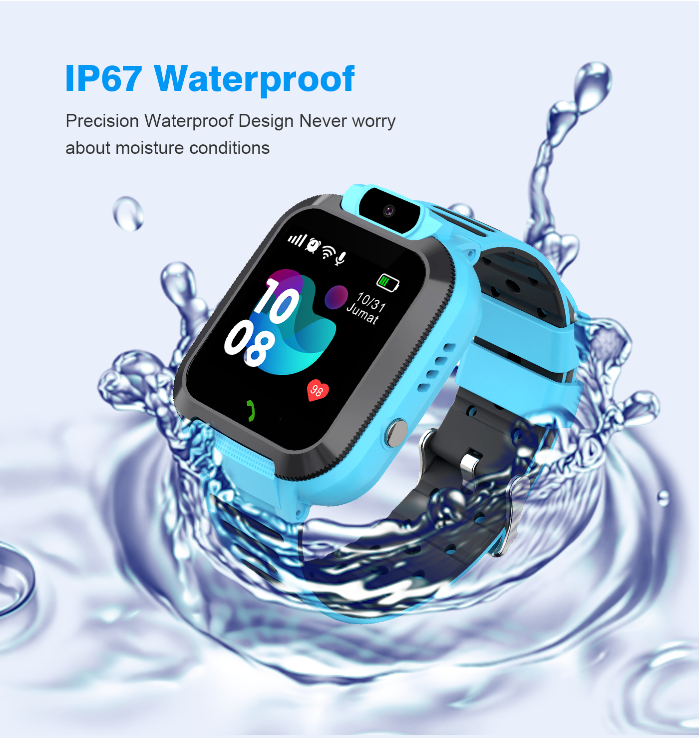 Q16 Children's Telephone Watch Deep Waterproof Long Range Camera Positioning Student 2G Call Smart Watch. 