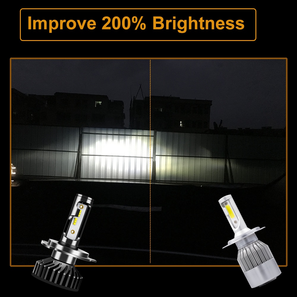 Uttril Canbus H4 LED H7 LED H1 H3 H8 H9 H11 9005 HB3 9006 HB4 880 881 H27 LED Car Headlight 100W 12000LM ZES 6000K No Error 12V. 