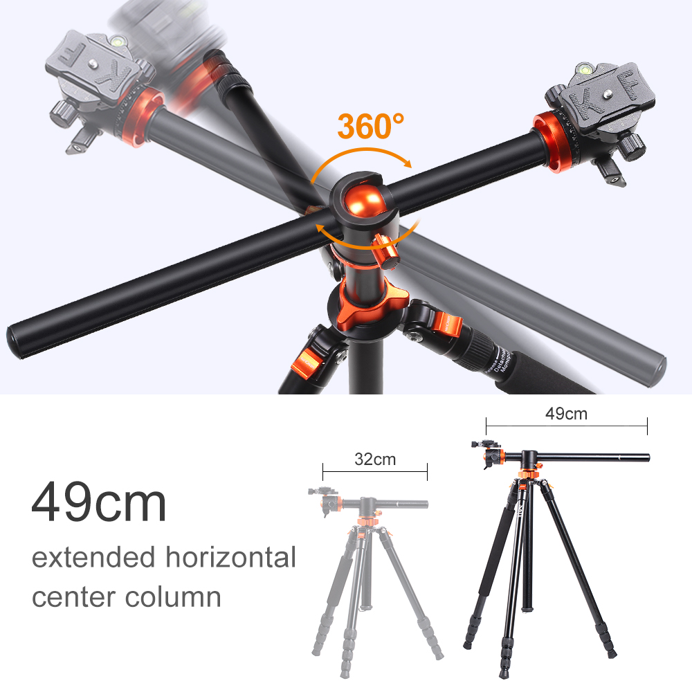 K F Concept SA254T1 93 Inch Camera Tripod 4 Section Aluminium Detachable Tripod with 360 Degree Ball Head Quick Release Plate. 