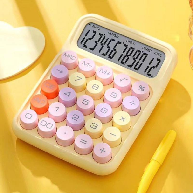 Korean Kawaii Calculator Cartoon Candy Colour Silent Mechanical Keyboard Desktop. 