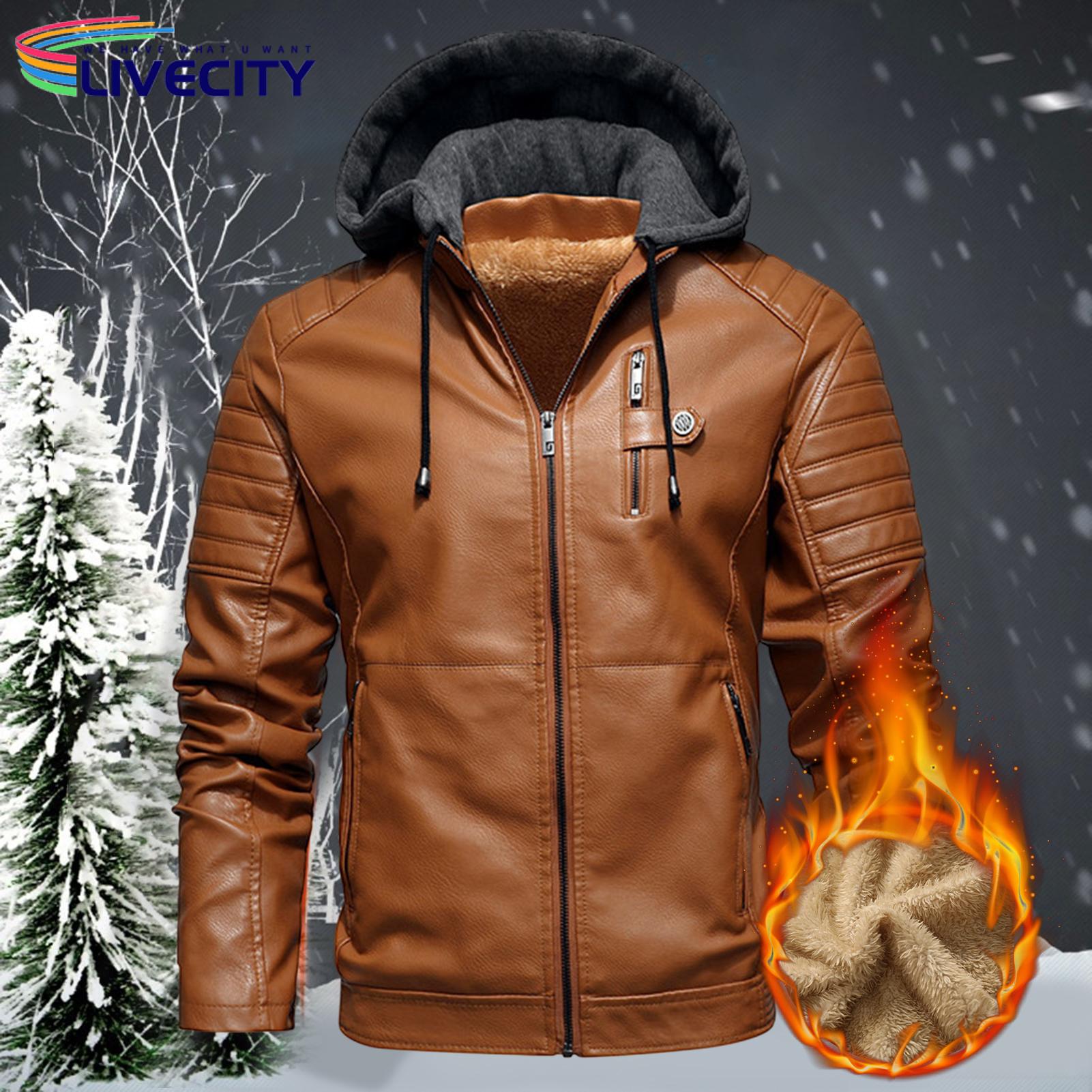 Men Windbreaker Plush Lining Straight Bottom Drawstring Jacket. 