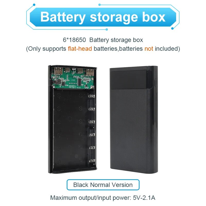 DIY18650 Battery Storage Charging Box Storage Box Case Without Battery Dual USB Type-C 5V Suitable for iPhone Xiaomi Huawei
