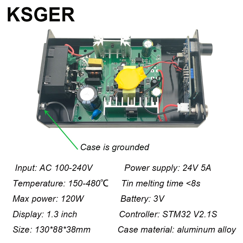 KSGER T12 Soldering Station STM32 OLED V2.1S Digital Electric Controller Aluminum Alloy DIY Kits Welding Tools T12 Iron Tips. 