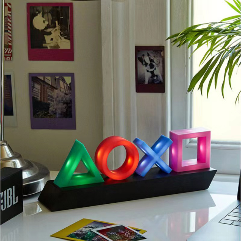 for PS4/PS5 Game Icon Lamp Sign Pixel modeling Lampstand Table top atmosphere led night light Esports room Background Decoration. 