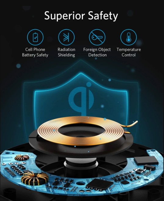 Anker Wireless Charger, PowerWave Pad for iPhone and Samsung, Qi-Certified 10W Max for iPhone 13/13 Pro/12/11/SE 2020/AirPods/Galaxy S20 (No AC Adapter, Not Compatible with MagSafe Magnetic Charging). 