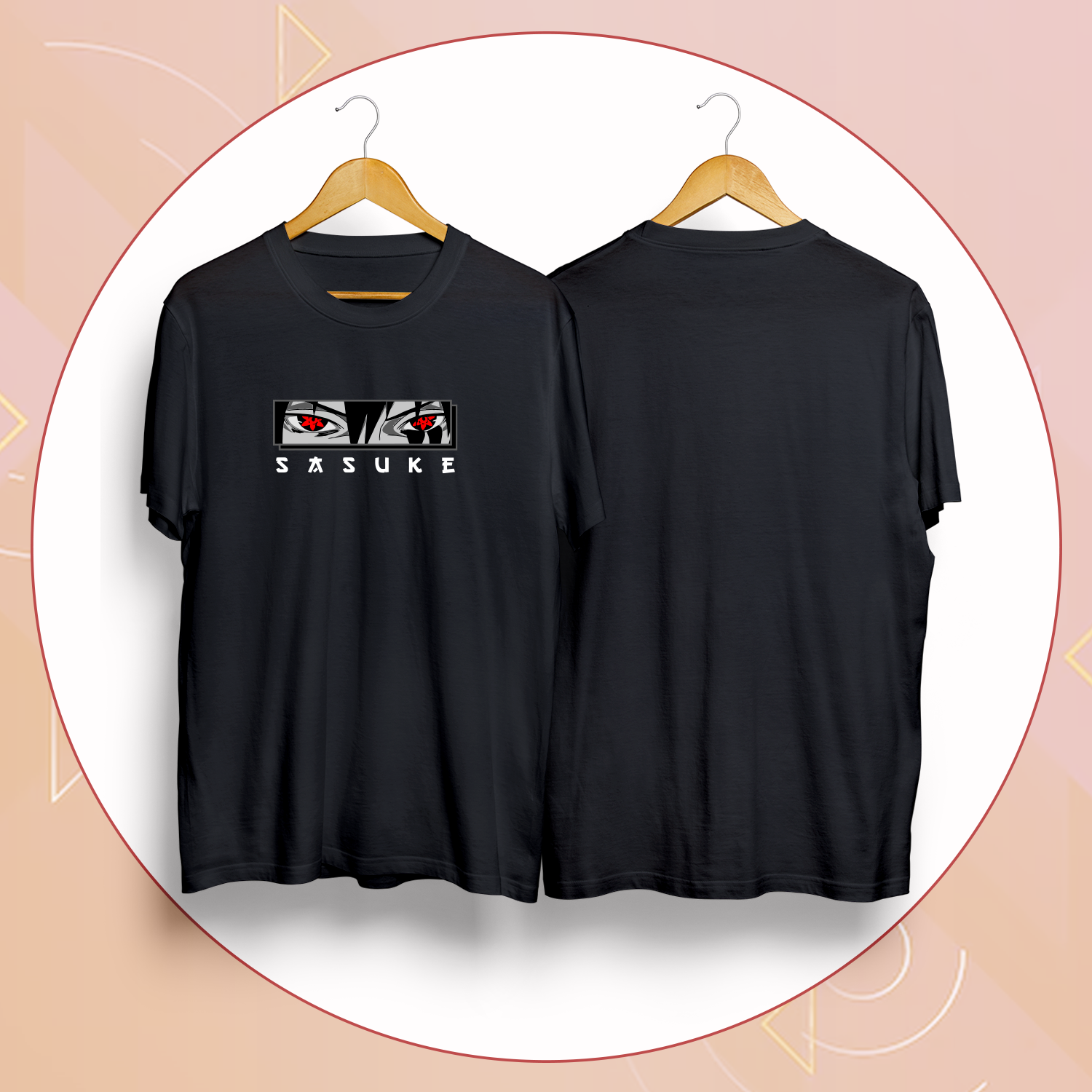 Cotton Half-Sleeve T-shirt, Anime T-shirt, Naruto, Sasuke Uchiha Logo on Middle,. 