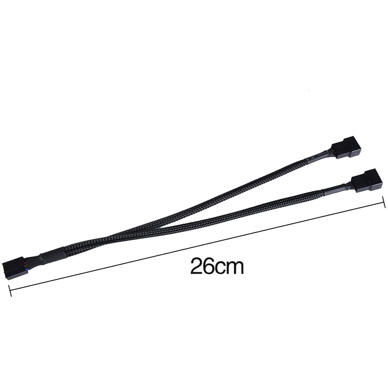 4 Pack PWM Fan Splitter Cable Y Splitter Computer PC Fan Power Cable 4 Pin 1 to 2 Converter, Black Sleeved Braided. 
