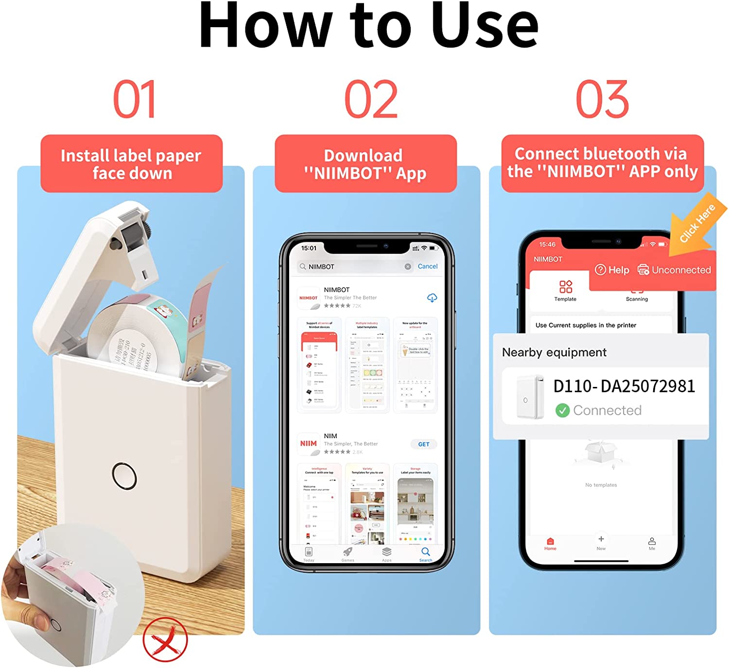 Superman Ruoias Templates Portable Printer Fast Printing Portable D110 Wireless Label Maker Label Printer Multiple Phone Available Included. 
