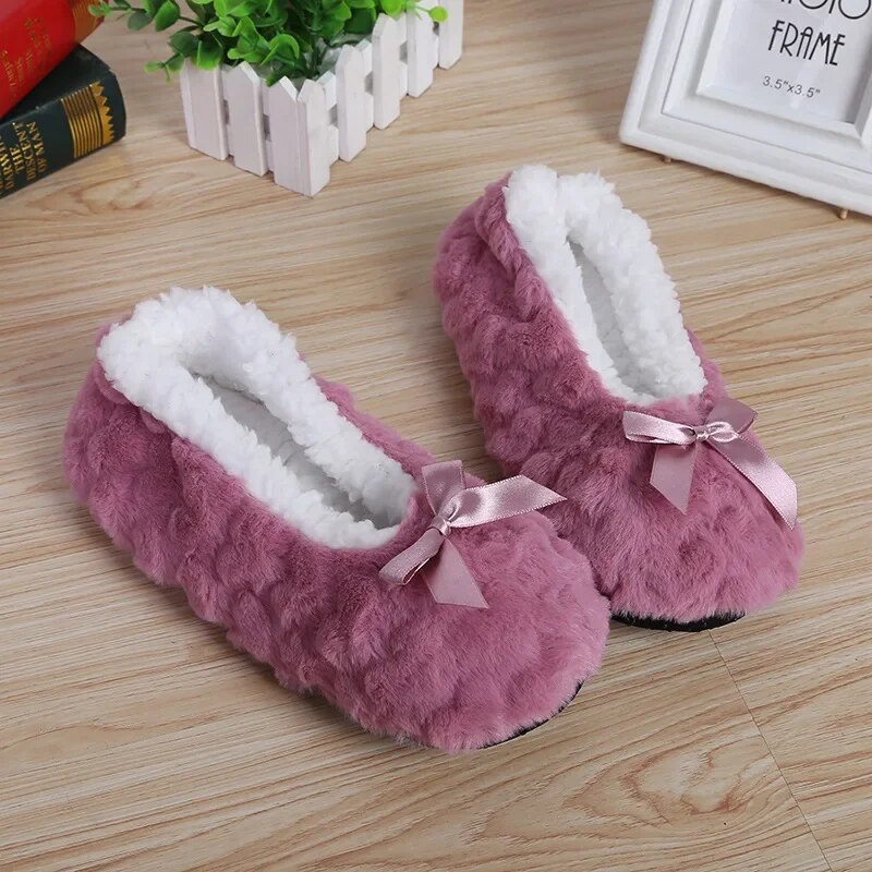 Fluffy Female Floor Slipper Women's Winter Shoes Thick Faux Fur